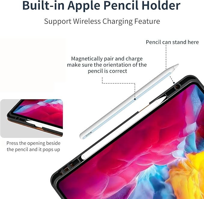 Gexmil Genuine Leather Case for iPad mini 7 (A17 Pro) 2024 / iPad mini 6 Generation 2021 8.3 Inch,Magnetic Closure,Pencil Holder,Shockproof Cowhide Cover,Pencil 2 Wireless Charging,Flower Brown