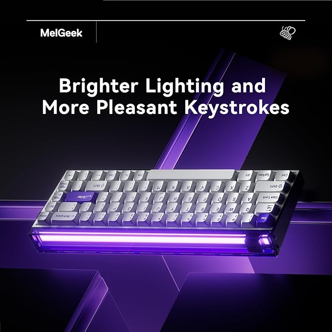 MelGeek MADE68 Pro+ Wired Gaming Keyboard, Magnetic Keyboard with Hall Effect, 65% Compact Rapid Trigger, Hot-Swappable, RGB Snap Tap & Adjustable Actuation, Online HIVE Custom (Purple)