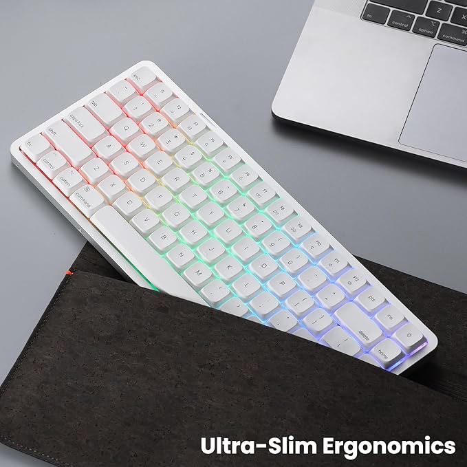 Akko Air 01 Low Profile Wireless Mechanical Keyboard RGB Backlit, Hot Swappable Native Mac Layout 2.4GHz/Wired/BT Aluminum Gaming Keyboard, Cloudy White, Kailh Cloud Switch