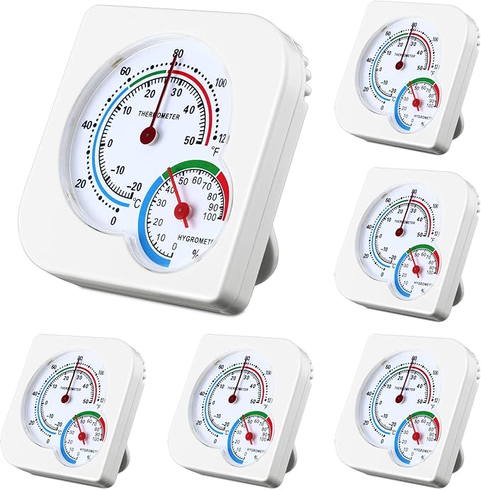 Kathfly 12 Pcs Indoor Thermometer and Humidity Gauge Indoor Mini Thermometer Hygrometer Temperature Humidity Meter Temperature and Monitor with Pointers for Home, Kitchen, Planting Room