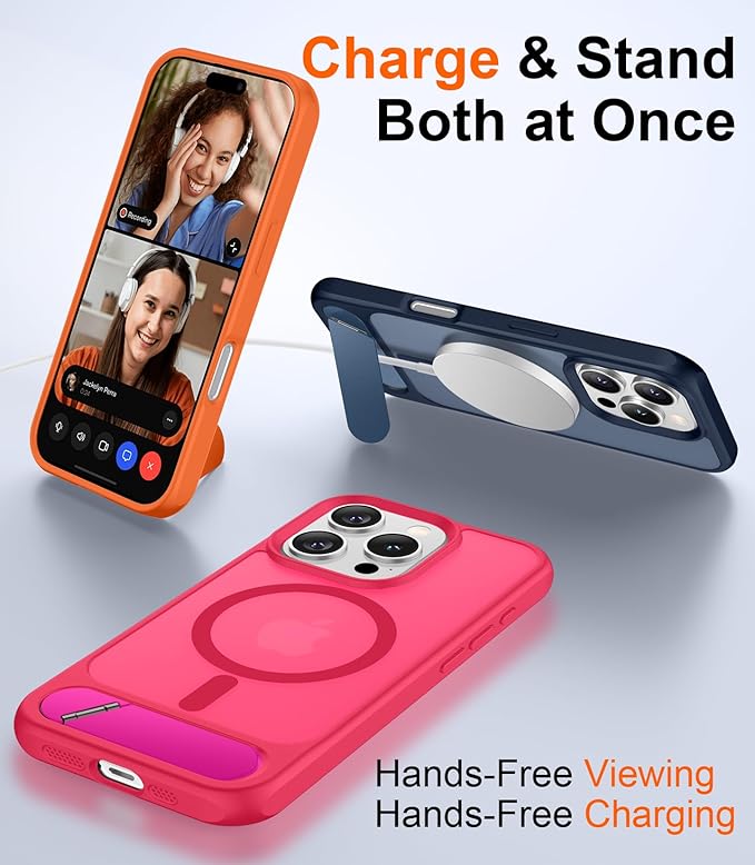 Magnetic Compatible with iPhone 16 Pro Case, [Built-in Invisible Kickstand][Compatible with MagSafe][Military Grade Shockproof] Slim Translucent Matte Phone Case for iPhone 16 Pro 6.3"