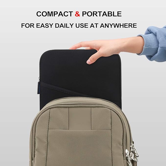 iPad Mini 7 Sleeve, iPad Mini Case Bag, Lacdo Shockproof Tablet Sleeve Case for iPad Mini 7,6,5,4,3,2 / Samsung Galaxy Tab A7 Lite 8.7" / Tab A 8.0" Protective iPad mini sleeve Tablet Bag, Black/Black