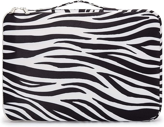 Kinmac 360 Degree Protective Laptop Sleeve Case Bag with Handle for MacBook Air 15 inch and 15 inch-15.6 inch HP Lenovo Dell ASUS Acer Notebook Computer (Zebra)