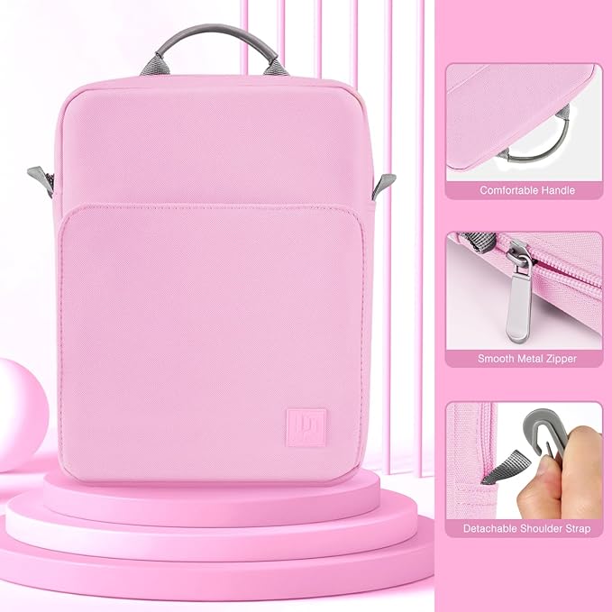 Dadanism 9-11 Inch Tablet Sleeve Bag Carrying Case with Shoulder Strap for iPad (A16) 11", iPad 10th Gen 10.9", iPad Air M4/Pro M5 11", iPad 9/8/7th 10.2", Galaxy Tab A11+ Plus 11", Flowers Pink