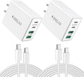 2-Pack iPhone 16 15 Fast Charger Block with 6FT USB C Cable, 40W 4-Port USB C Charging Block for iPhone 16 15 Pro Max Plus Series/iPad Pro, Samsung, Multi Wall Plug Power Adapter Charger Box Brick