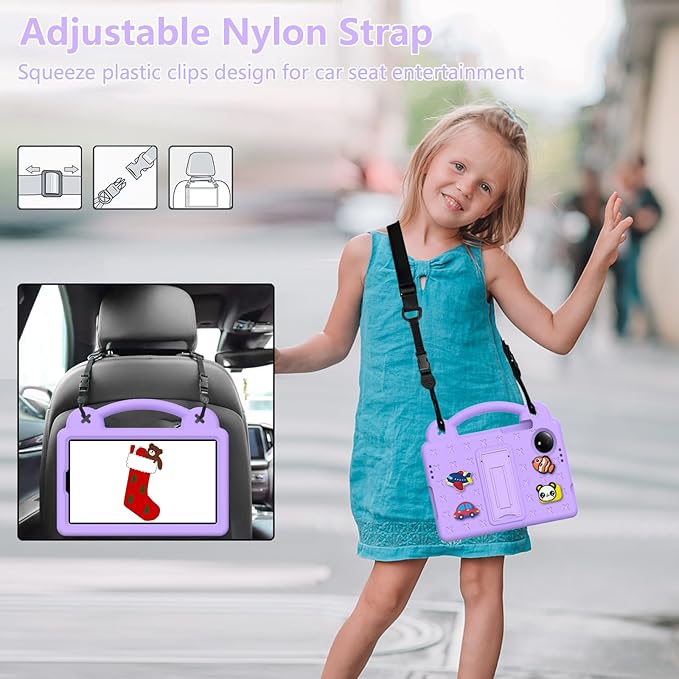 AKABEILA Compatible with Doogee U11/U11 Pro 2025 11 inch/Tab G6/Tab G6+ 11 inch/Infinix Xpad 20 2025 inch/Umidigi G7 Tab Pro 2024 11 inch Tablet Case, Shoulder Strap & Stand Handle Light Purple