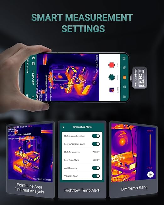 TS1 Thermal Camera for Android, Thermal Camera 512x384 Super Resolution, Infrared Thermal Imaging Camera, 25Hz Refresh Rate, -4°F to 1022°F Temp, Compatible with Android & Tablets