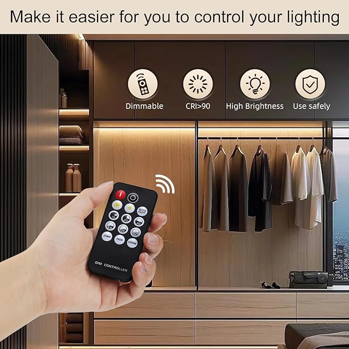 ZSLAIFU 24V COB LED Strip, LED Strip for Bedroom, 16.4FT Remote Control LED Strips, Warm LED Light Strip, COB Flexible Light for Bedroom Cabinet Vanity Mirror DIY Lighting