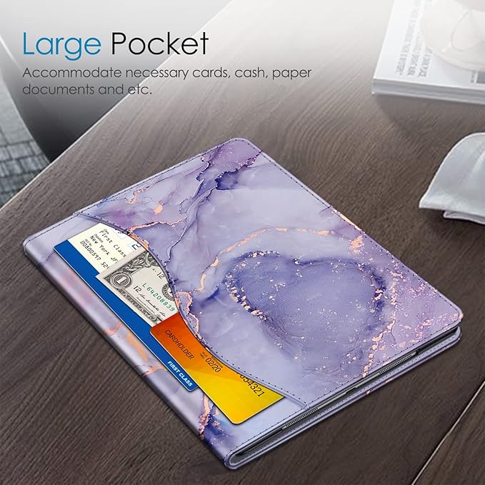 Fintie Case for iPad Air (3rd Gen) 10.5" 2019 / iPad Pro 10.5" 2017- [Sleek Shield] Premium PU Leather Slim Fit Multi Angle Stand Cover with Pocket, Pencil Holder, Auto Wake/Sleep, Lilac Marble