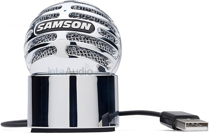 Samson Meteorite Ultra-Portable USB Condenser Microphone for Laptop – Plug & Play Mic for Zoom, Skype, YouTube & Working from Home – Magnetic Base & Mobile Compatible (Silver)