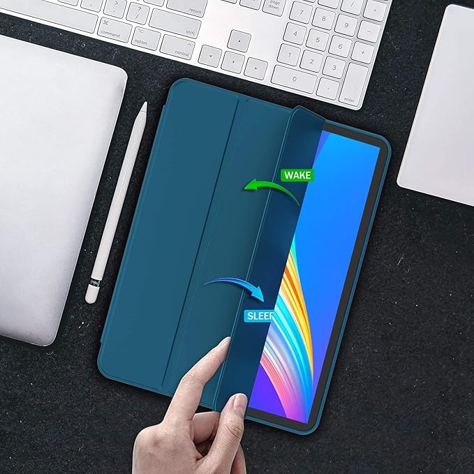 iMieet Case for iPad Pro 11 Inch (M5) 2025 /(M4) 2024 5th Gen, Trifold Stand Smart Cover with Pencil Holder and Soft TPU Back, Auto Wake/Sleep (Teal)