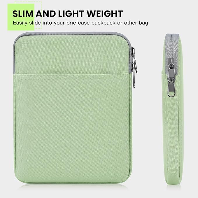 Tablet Sleeve for 11" Samsung Galaxy Tab A9+ Plus /S9 FE 10.9, Fire HD 10", iPad Air 11 M3 M4/ Pro 11 M5 M4/ 10th, Protective Case Bag Pouch, Green