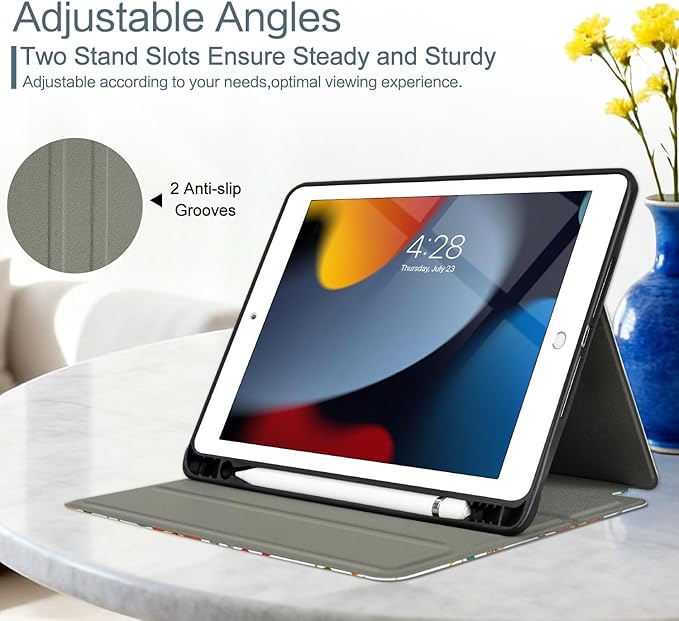 Vimorco Case for iPad Air 3 2019, for iPad Pro 10.5 inch 2017/2019, for iPad 9th/8th/7th Generation 10.2 inch,Multiple Viewing Angles,Pencil Holder,Full Protective Cover,Auto Sleep/Wake,Yellow Flower