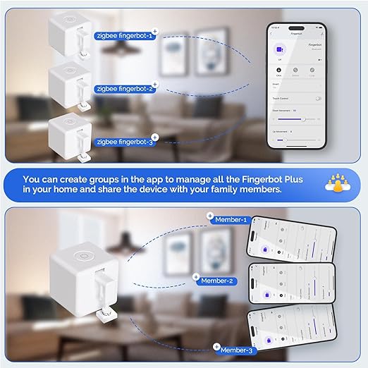 MOES Zigbee Fingerbot Plus, No Wiring Switch Smart Button Pusher, Upgrade with Touch Control,Support Alexa, Compatible with Tuya Smart Life