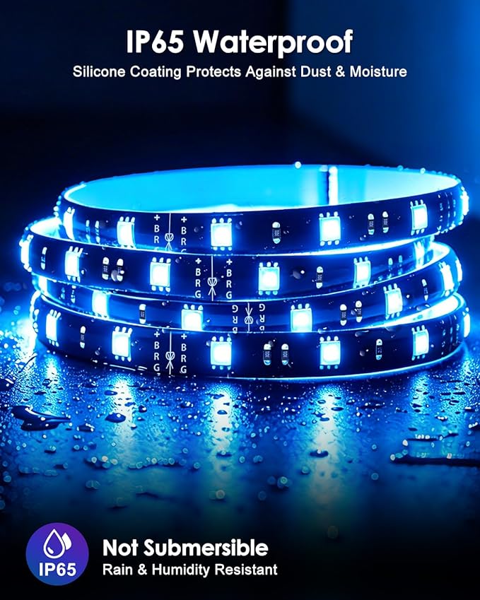 HitLights LED Strip Lights, 4 Pre-Cut Waterproof RGB Small LED Light Strip Kit Dimmable Color Changing SMD 5050 LED Tape Light with RF Remote, UL-Listed Power Supply and Connectors for TV Bedroom Home