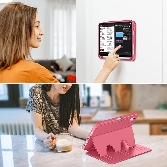 VIKESI Case for iPad mini 7 (A17 Pro) and iPad mini 6,Multiple Angles Magnetic Stand Cover,Shockproof Soft Back,Pencil Holder,and Auto Sleep/Wake,Watermelon