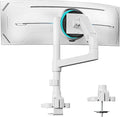 ARES WING Single Monitor Arm Desk Mount for 17-49 Inch Ultrawide Monitors, Heavy Duty Single Monitor Arm Holds 44 lbs, Full Motion Gas Spring Vertical Desk Mount, 75/100 VESA Mount, White