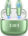 Wireless Earbud, Bluetooth Headphones 5.3 Built in 4 ENC Mic, Stereo Bass Wireless Earphones, 40H Bluetooth Earbud in-Ear Dual LED Display, USB-C, IP7 Waterproof Sports Ear Buds for Android iOS, Green