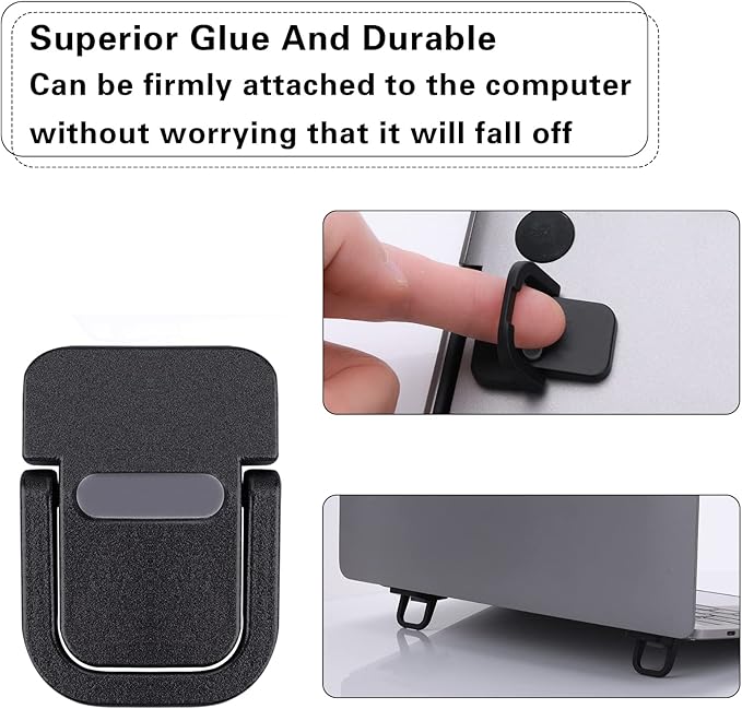 Abeillo 2PCS Portable Keyboard Riser, Self-Adhesive Mini Laptop Stand Invisible Computer Keyboard Stand for Desk, Laptop Feet Compatible with Pro/Air, Lenovo, Surface (Black)