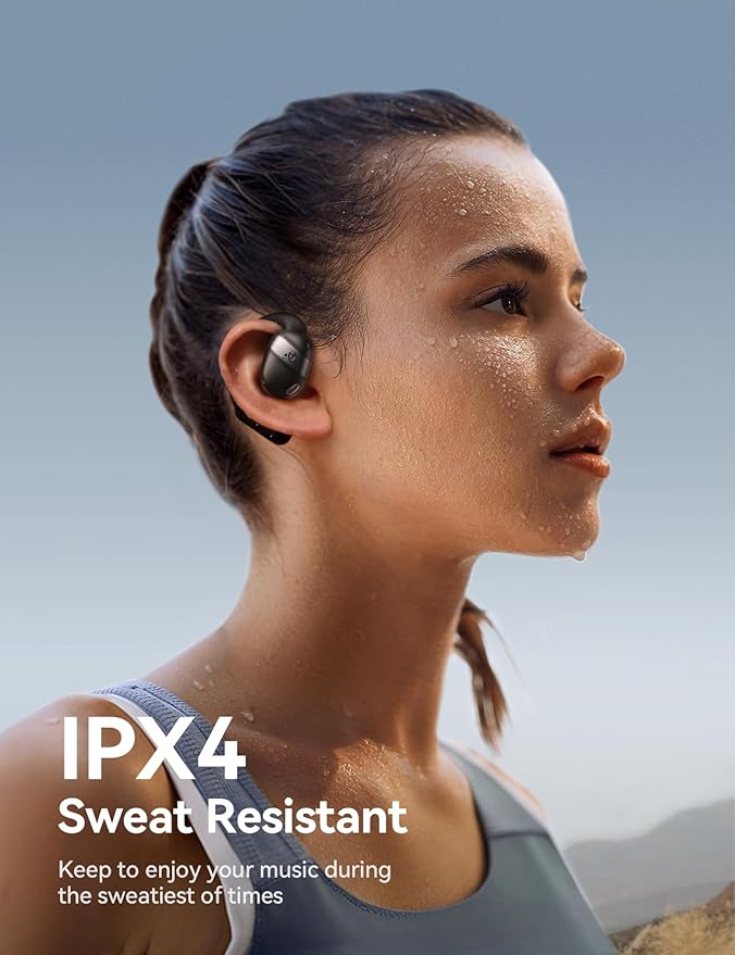 Open Ear Headphones Earbuds Wireless, 5.4 Bluetooth Ear Buds with Digital Display, Ultra-Comfort, Clear Calls, Powerful Sound, 50H Playtime, IPX4 Waterproof Sports Earphones for Running & Workouts