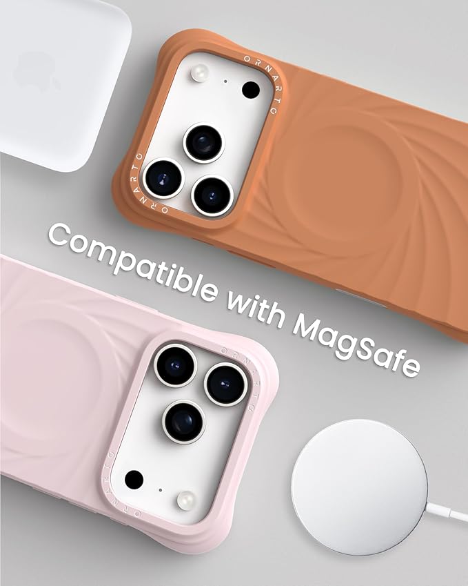 ORNARTO Vortuxe for iPhone 17 Pro Max Case 6.9" | 2X MIL-STD Protection | Camera Button Control | Compatible with MagSafe | Sleek Aesthetic Liquid Silicone Phone Cover | Autumn Orange