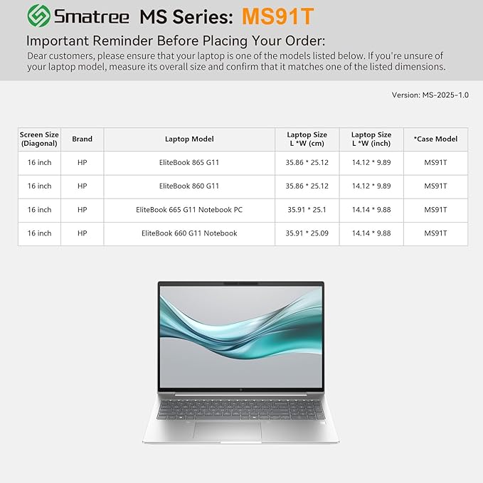 Smatree MS91T Hard EVA Protective Sleeve Case with Stand Compatible for 16 inch HP EliteBook 865/860/665/660 G11, for HP ProBook 465/460 G11/ProBook 4 G1a/G1i, for 16 inch EliteBook 6/8 G1i/G1a