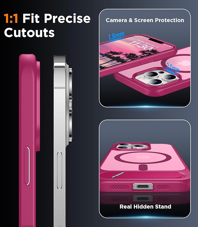 Magnetic Compatible with iPhone 13 Pro Max Case, [Built-in Invisible Kickstand][Compatible with MagSafe] [Military Grade Shockproof] Slim Translucent Matte Phone Case for iPhone 13 Pro Max 6.7"
