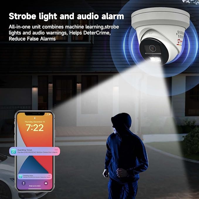 Anpviz 5MP AI IP PoE Camera, Active Deterrence IP Security Camera Outdoor, 2-Way Audio, Human & Vehicle Detection, Smart Color Night Vision, IP67, 5MP@20fps, 2.8mm Lens Wide Angle, IPC-D3653WD-SA