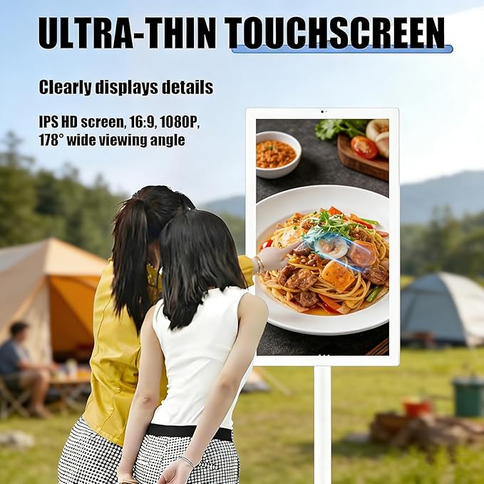1080p/4k Smart Portable Wireless Touch Screen TV on Wheels,Portable Touch Screen Monitor,8+128G,with 21.5in/27in/32in Large Display 27in