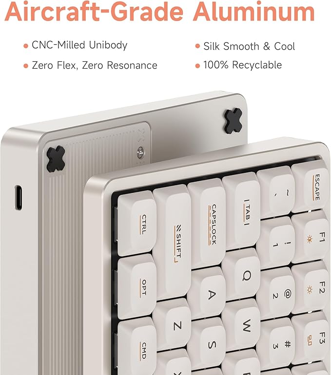 IQUNIX Magi96 Low Profile Keyboard Wireless Creamy Keyboard with Number Pad, Hot-Swappable, RGB Backlit, Full Aluminum, VIA Customizable for Mac/Windows/Linux(White)
