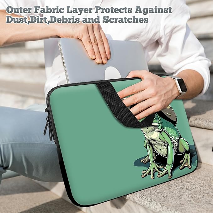 Universal Laptop Sleeve Tablet Case 12 inch, Green Frog Slim Carrying Case Durable Handbag Travel Laptop Bag for Surface Pro 9 8 7/Laptop Go 2 3, MacBook Air 11/12