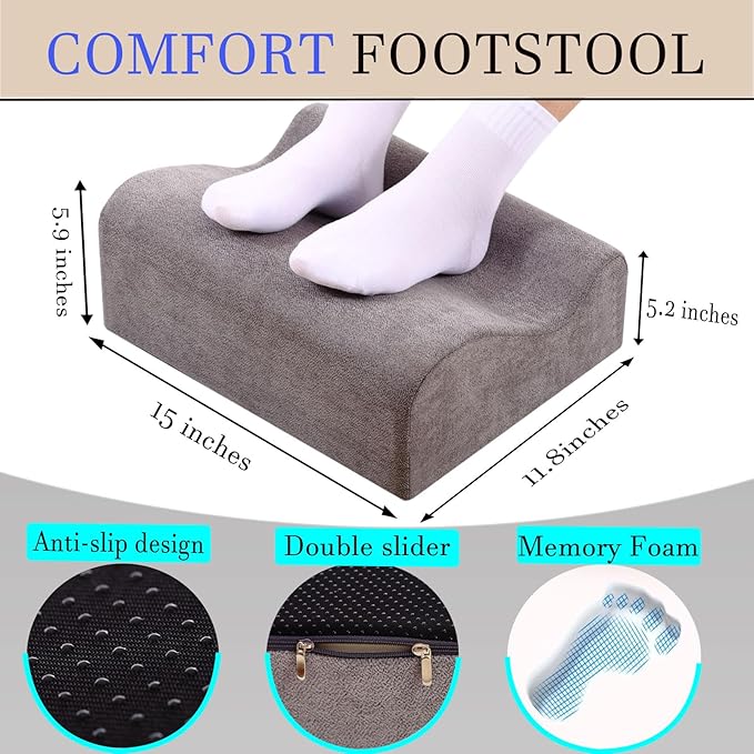 Foot Rest for Under Desk at Work,At Work Soft Ergonomic Footrest,Support Foot Pillow,Heel Chair,Leg Elevation Pillow, (Dark Gray)