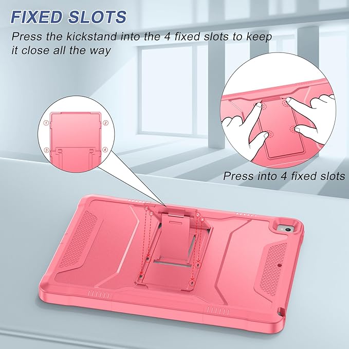 Soke Case for iPad 6th/5th Generation 9.7 Inch 2018/2017,with Built-in Screen Protector and Kickstand, Rugged Full-Body Heavy Duty Protective Cover for Apple iPad Air 2 /Pro 9.7 - Watermelon Red