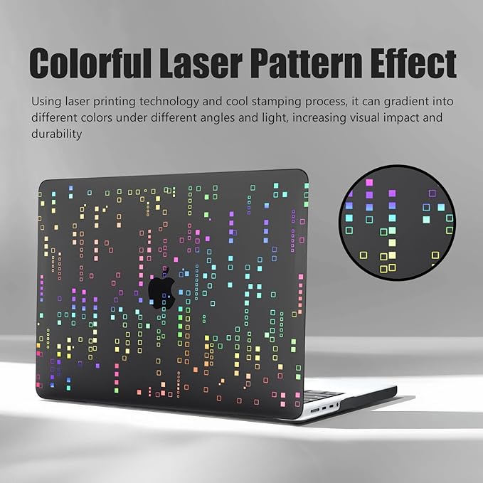 DTangLsm for MacBook Pro 14 inch Case 2026 M5, 2025-2021 M4 M3 M2 M1 A3426 A3427 A3434 A3112 A3185 A3401 A2918 A2992 A2779 A2442, Plastic Hard Cover for MacBook Pro 14 Case&Keyboard Skin,Squares Black
