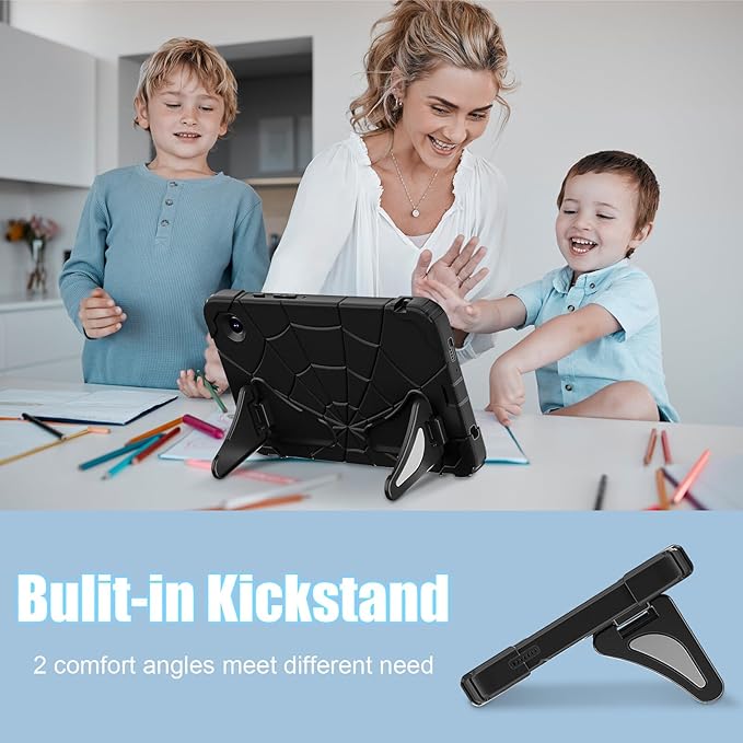 AKABEILA Compatible with Samsung Galaxy Tab A9 8.7 inch(SM-X115N)(2023) Tablet Case，Lightweight Shockproof Rugged Protective Cover with Kickstand for Kids Children Boys Babies Black