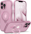 CAPRARO for iPhone 13 Pro Max Case with 360° Spin Magnetic Stand for Women, [Compatible with MagSafe] [Full Camera Protection] Cute Wave Translucent Matte Case for iPhone 13 Pro Max, Black Currant