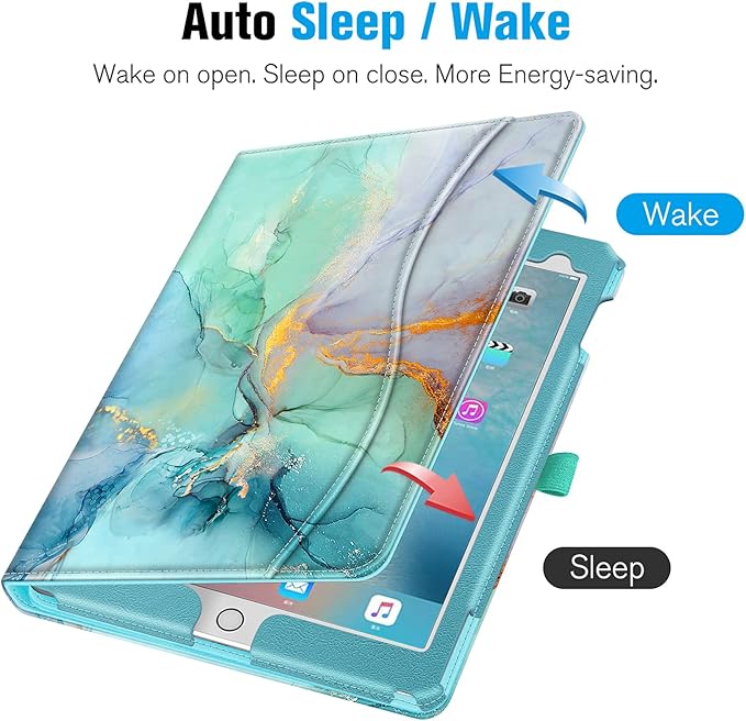 Fintie Case for iPad Pro 9.7 Inch 2016 Release Tablet- [Corner Protection] Multi-Angle Viewing Folio Smart Stand Back Cover with Pocket, Pencil Holder, Auto Wake/Sleep, Emerald Marble