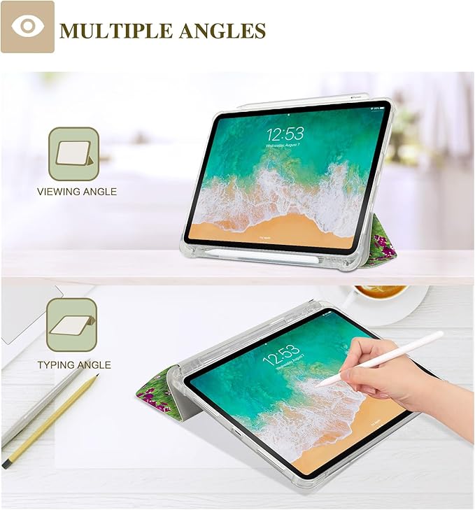 Vimorco for iPad Air 11 Inch Case M4 2026, for iPad Air 5th/4th Gen Cases 10.9-inch, Fit iPad Pro 11 Inch Case 4th/3rd/2nd/1st Generation,Pencil Holder/2 Viewing Stands/Typing Stand/Slim,Flower Garden