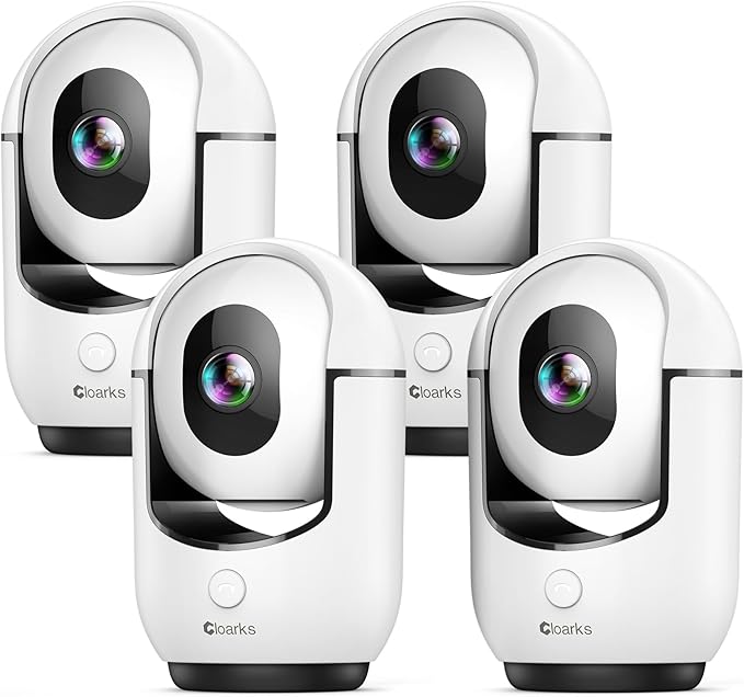 Cloarks 2K Pan/Tilt Security Camera, WiFi Indoor Cameras for Home Security with AI Motion Detection, Pet/Dog/Baby Camera with Phone App, 2-Way Audio, 24/7, Siren, TF/Cloud Storage, 4 Pack
