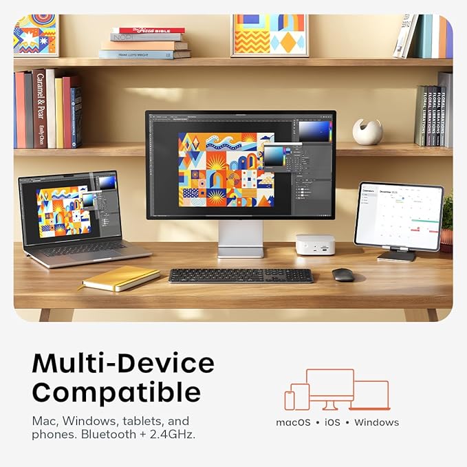 Satechi Wireless Keyboard and Mouse Combo, Slim CEX3 with Multi-Device Bluetooth Pairing and USB-C Receiver Connectivity, Designed for Full-Size Productivity Workspaces, Space Black
