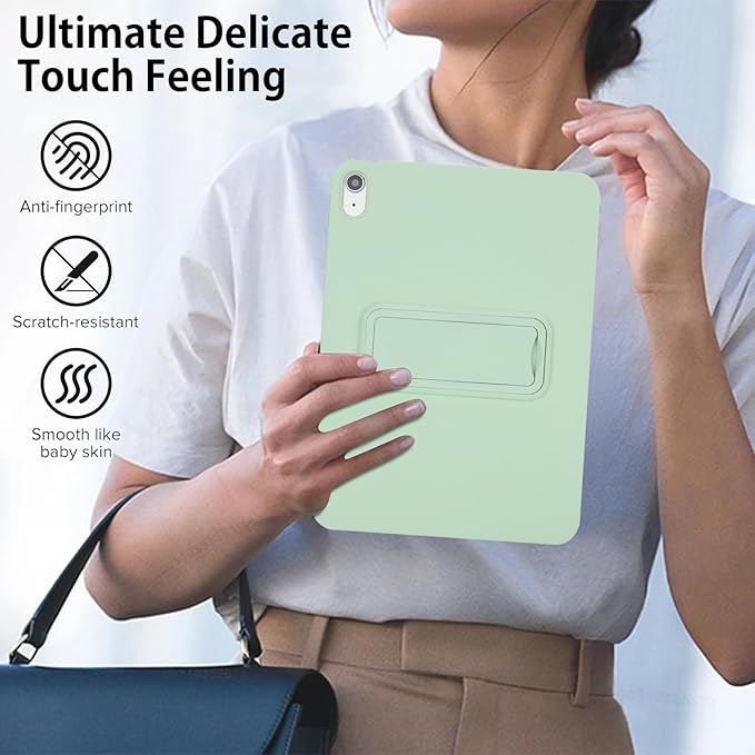 Shockproof Case for iPad 10th/11th Gen, TPU & Hard PC Back Cover with Kickstand Feature Screen & Camera Defense Cleaning Cloth + Stylus Included for iPad 11th 10th Gen, Mintgreen