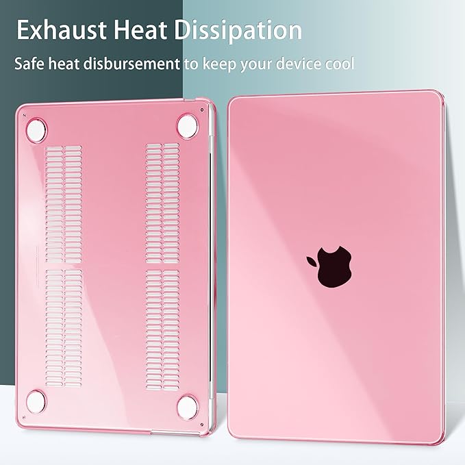 May Chen Case for MacBook Air 13/13.6-inch (M5/M4/M3/M2, 2022-2026 Models A3449 A3240 A3113 A2681), Lightweight | Closes Seamlessly | Ideal for Work Hard Shell Case, Crystal Pink