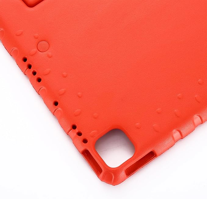 Kids Case for iPad Pro 11" M5/M4 & iPad Air 11" (2026/2025/2024) Shockproof Case with Pencil Holder, Techcircle Light EVA Foam Handle Stand Bumper Protective Child Friendly Drop Proof Cover, Red
