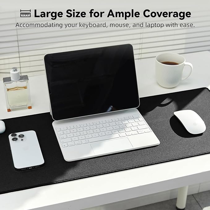 Reniteco Waterproof Large Gaming Mouse Pad with Durable Stitched Edges, Non-Slip Rubber Base, Big Computer Keyboard Mouse Mat Desk Pad for Home Office Gaming Work, 31.5"x11.8"x0.16", Black