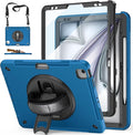 Case for iPad Air 13 Inch M3 2025 & M2 2024: Military Grade Cover for iPad Pro 12.9 6th/5th/4th/3rd Generation W/Screen Protector- Stand- Pencil Holder- Handle- Shoulder Strap- Blue