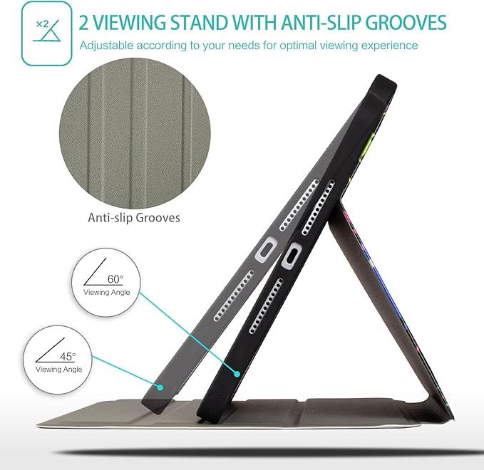 for iPad Air 11-inch Case, iPad Air 5th/Air 4th Gen Case with Pencil Holder for iPad Pro 11 Inch 4th/3rd/2nd/1st case with Multi-Angle View Adjustable Stand Auto Wake Sleep Pigment Paint Splash