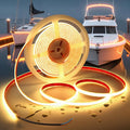 COB LED Strip Lights Warm White 3000K,12V 16.4ft IP67 Waterproof High CRI 95Ra+ Super Bright,Flexible Boat Lights for Fishing Night Outdoor Bathroom Swimming Pool(Power Supply Not Included)