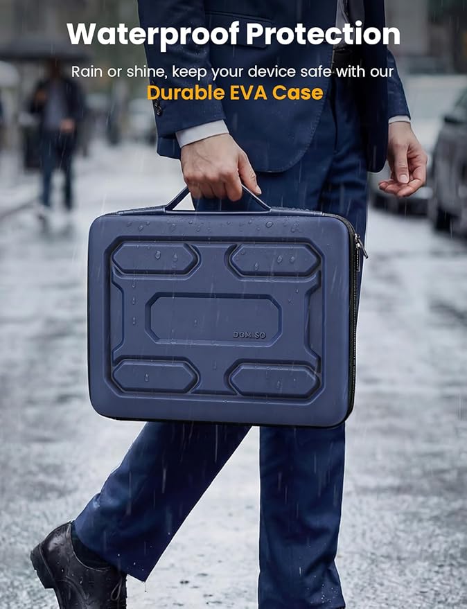 DOMISO Laptop Hard Case 14-14.4 inch Waterproof Shockproof Hard Shell Laptop Sleeve with Handle & Storage Pocket, Compatible with MacBook, HP, Dell,Dark Blue