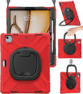 BRAECN Kids Case for iPad Air 13” M4 2026/M3 2025/M2 2024 & iPad Pro 12.9 6th/5th/4th/3rd Gen: Military Grade Silicone Protective Cover with Pencil Holder, Kickstand, Handle Grip, Shoulder Strap, Red