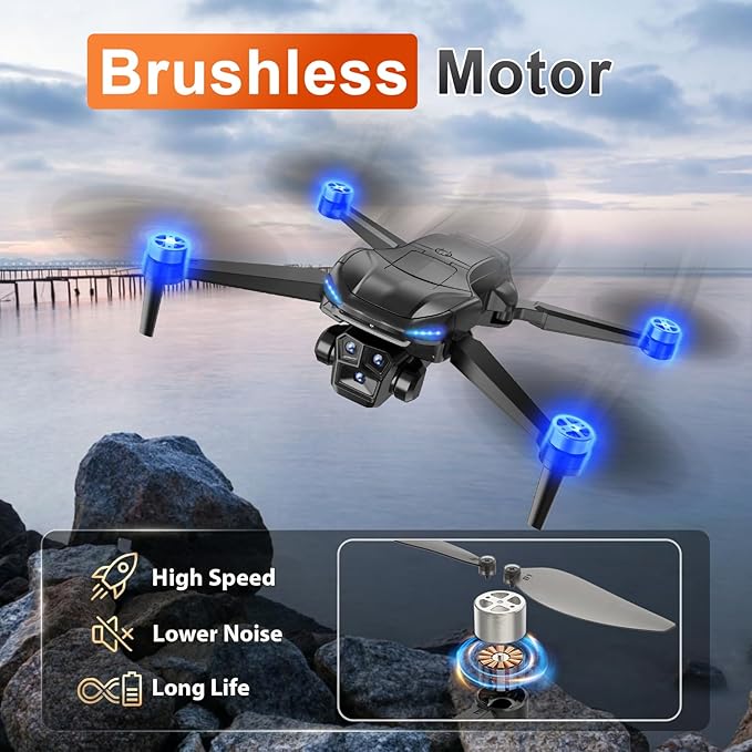 GPS Drone with Camera for Adults - 4K Drone with 4.5” FPV Screen Controller, 60 Min Flight, Brushless Motor Foldable Quadcopter, Auto Return, Follow Me, 3 Speed Modes for Beginners - Gift Under 249g